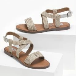 Αγορά 🔥 Πολύ καλή προσφορά 🔥 Xti Footwear Πέδιλα φλατ με πλεκτό σχέδιο Xti 42750 - Ζαχαρί 🔔 🧨