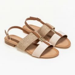 ΧΟΝΔΡΙΚΟ ΕΜΠΟΡΙΟ 🧨 Ολοκαίνουργιο 😍 The Fashion Project Πέδιλα φλατ με ψάθινη φάσα - Μπεζ ✔️ 💯