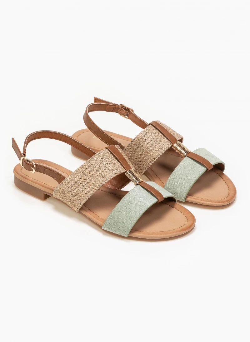 Αγορά 🧨 Αγορά ✨ The Fashion Project Πέδιλα φλατ με ψάθινη φάσα - Βεραμάν 👍 😉 - Image 3