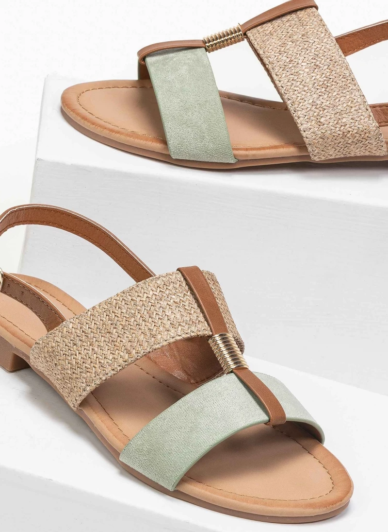 Αγορά 🧨 Αγορά ✨ The Fashion Project Πέδιλα φλατ με ψάθινη φάσα - Βεραμάν 👍 😉 - Image 2