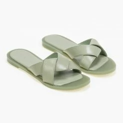 Καλύτερη πώληση 🔥 Καλύτερη πώληση 😀 The Fashion Project Πέδιλα φλατ με σόλα από λάστιχο - Βεραμάν 🎁 🧨