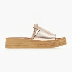 Ολοκαίνουργιο ⌛ ΧΟΝΔΡΙΚΟ ΕΜΠΟΡΙΟ ✔️ Flatforms δερμάτινα TFP με Strass λουράκι - Χαλκός 💯 ✨