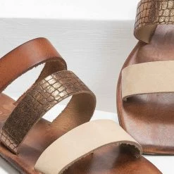 ΧΟΝΔΡΙΚΟ ΕΜΠΟΡΙΟ 🔥 Προώθηση 💯 IRIS Σανδάλια καρέ δερμάτινα με φάσα κροκό - Μπρονζέ 🔔 ❤️