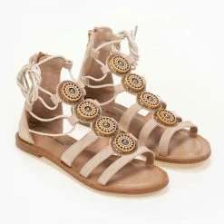 Εκπτωση 🔥 Προώθηση ✨ The Fashion Project Σανδάλια Lace Up με πέτρες - Μπεζ 🎁 🎉