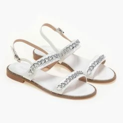 Αγορά ✔️ Flash Sale 🎉 The Fashion Project Πέδιλα λουστρίνι φλατ με αλυσίδα - Λευκό ❤️ 👏