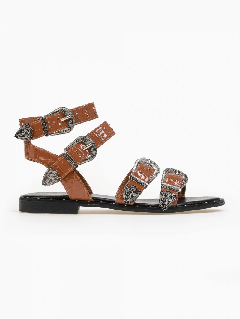 ΧΟΝΔΡΙΚΟ ΕΜΠΟΡΙΟ 😍 Τοπ 10 ✨ The Fashion Project Πέδιλα ίσια λουστρίνι με έντονες αγκράφες - Ταμπά 🛒 ✨ - Image 4