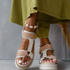 Best Pirce ✔️ Εξοδος 😀 Πέδιλα δερμάτινα με Velcro CARMELA 68543 - Πάγου ✨ 🌟