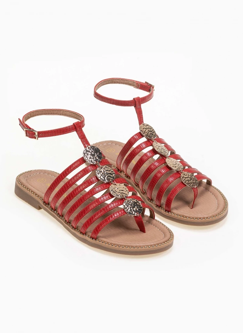 ΧΟΝΔΡΙΚΟ ΕΜΠΟΡΙΟ 🎉 Πολύ καλή προσφορά ✔️ The Fashion Project Πέδιλα φλατ με λεπτά λουράκια - Κόκκινο 🎉 ⭐ - Image 2