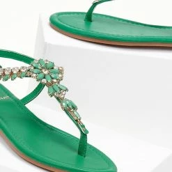 Καλύτερη πώληση 🌟 Φτηνός ✔️ The Fashion Project Πέδιλα φλατ με στρας - Πράσινο 🔥 💯