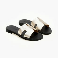 Πολύ καλή προσφορά 😀 Κουπόνι 😉 Σανδάλια δερμάτινα ESTIL με ανάγλυφο Pattern - Χρυσό 🤩 💯