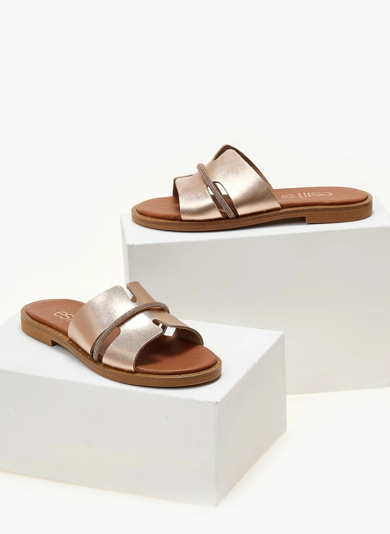 Φτηνός 🧨 Κουπόνι 👏 Σανδάλια δερμάτινα ESTIL με ανοίγματα και Strass - Χαλκός 🔔 ❤️ - Image 3