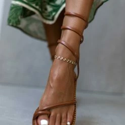 ΧΟΝΔΡΙΚΟ ΕΜΠΟΡΙΟ 🤩 Εξοδος 🛒 Σανδάλια δερμάτινα ESTIL με έλασμα - Ταμπά ❤️ 💯