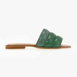 ΧΟΝΔΡΙΚΟ ΕΜΠΟΡΙΟ 🥰 Το φθηνότερο 🎉 Σανδάλια δερμάτινα ESTIL με Strass φάσα - Πράσινο 🌟 🔥