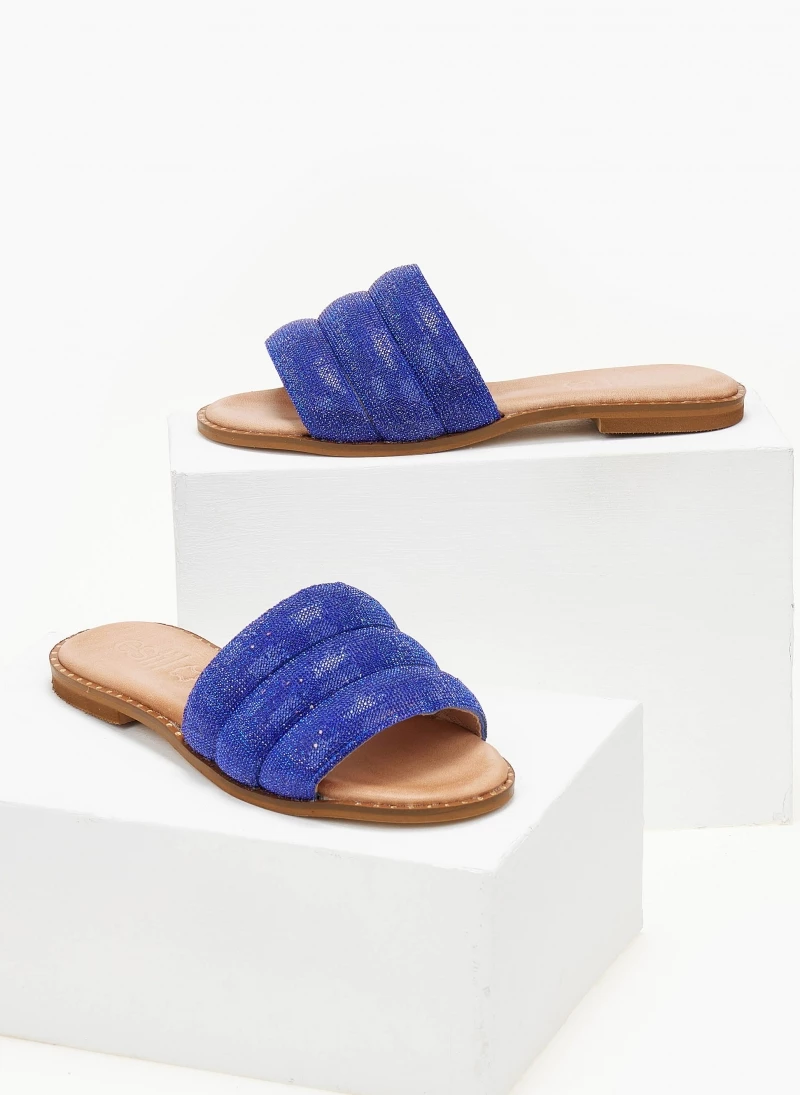 Ολοκαίνουργιο 😍 Τοπ 10 🧨 Σανδάλια δερμάτινα ESTIL με Strass φάσα - Μπλε 🔔 💯 - Image 3