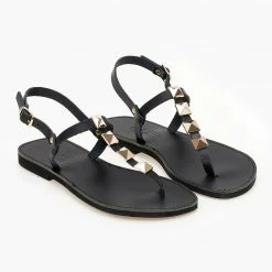 Ολοκαίνουργιο 💯 Best Pirce 👏 Σανδάλια δερμάτινα Estil με τρουκς - Μαύρο ✔️ 🥰