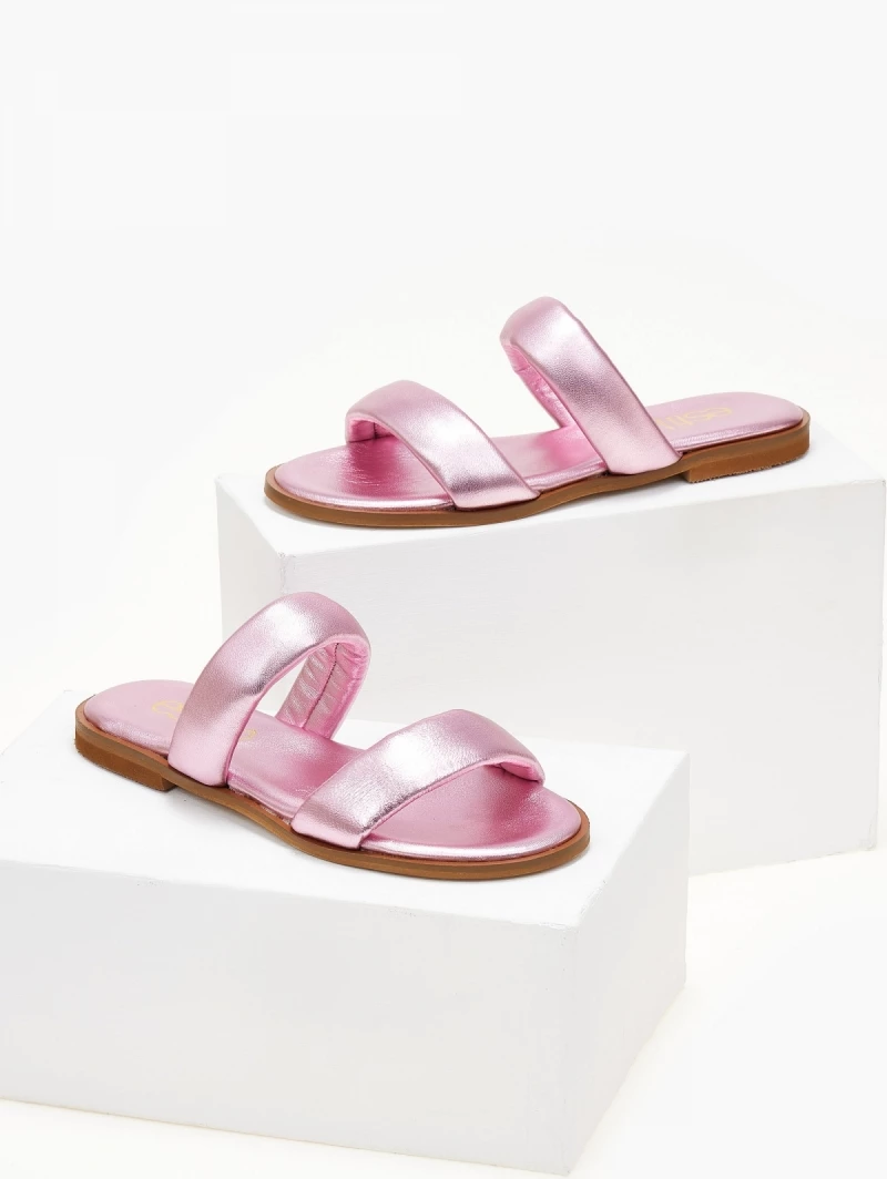 Νέος 🎉 Καλύτερη πώληση 🛒 Σανδάλια δερμάτινα ESTIL μεταλλιζέ - Ροζ 😉 🔥 - Image 2
