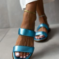 Πολύ καλή προσφορά ❤️ Τοπ 10 😍 Σανδάλια δερμάτινα ESTIL μεταλλιζέ - Μπλε 😉 ⭐