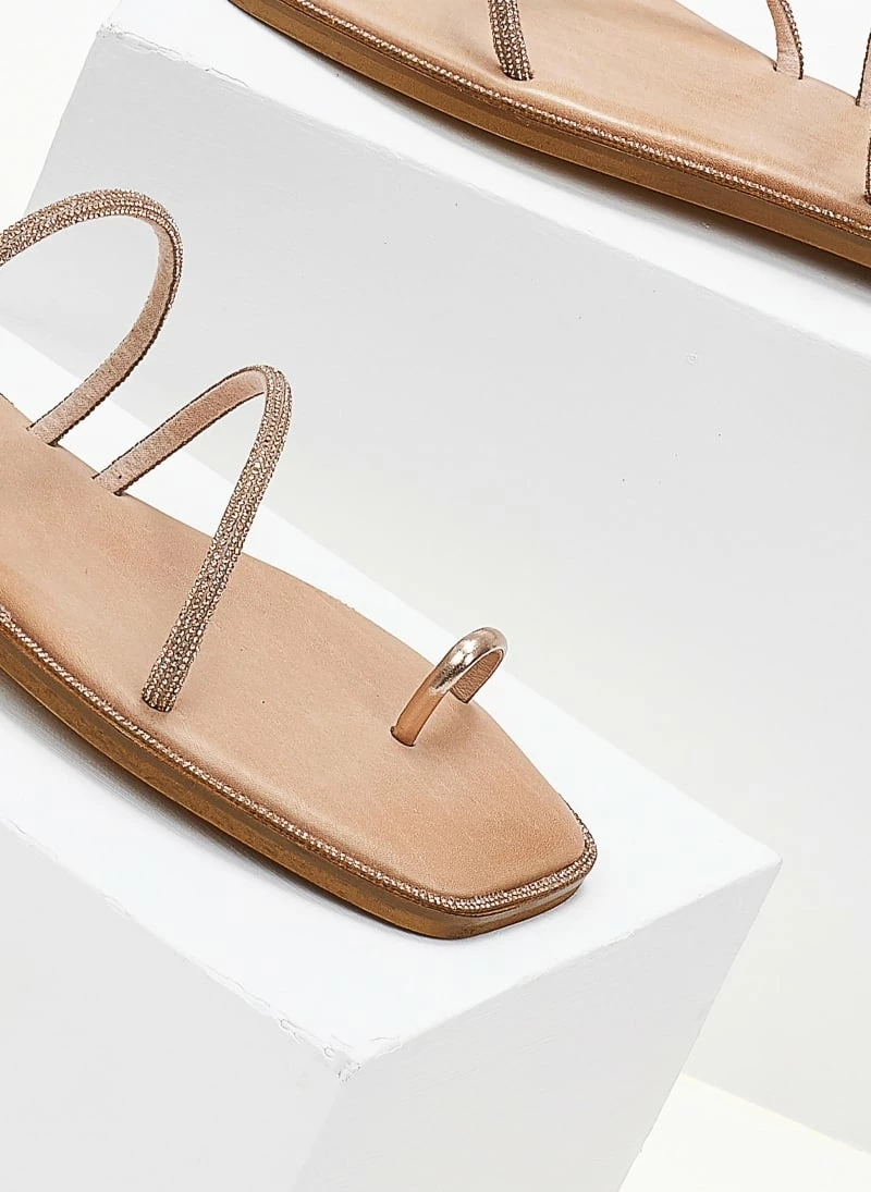 Τοπ 10 💯 Εξοδος 👍 Σανδάλια δερμάτινα IRIS με διακριτικά Strass - Χαλκός 🎉 🛒 - Image 3