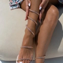 Εξοδος 🧨 Πολύ καλή προσφορά ✔️ Σανδάλια δερμάτινα IRIS με κρύσταλλα - Χαλκός 🛒 🤩