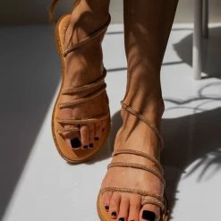 Τοπ 10 🎁 Καλύτερη πώληση 🌟 Σανδάλια δερμάτινα IRIS με Strass λουράκια - Χαλκός 🔔 ✔️