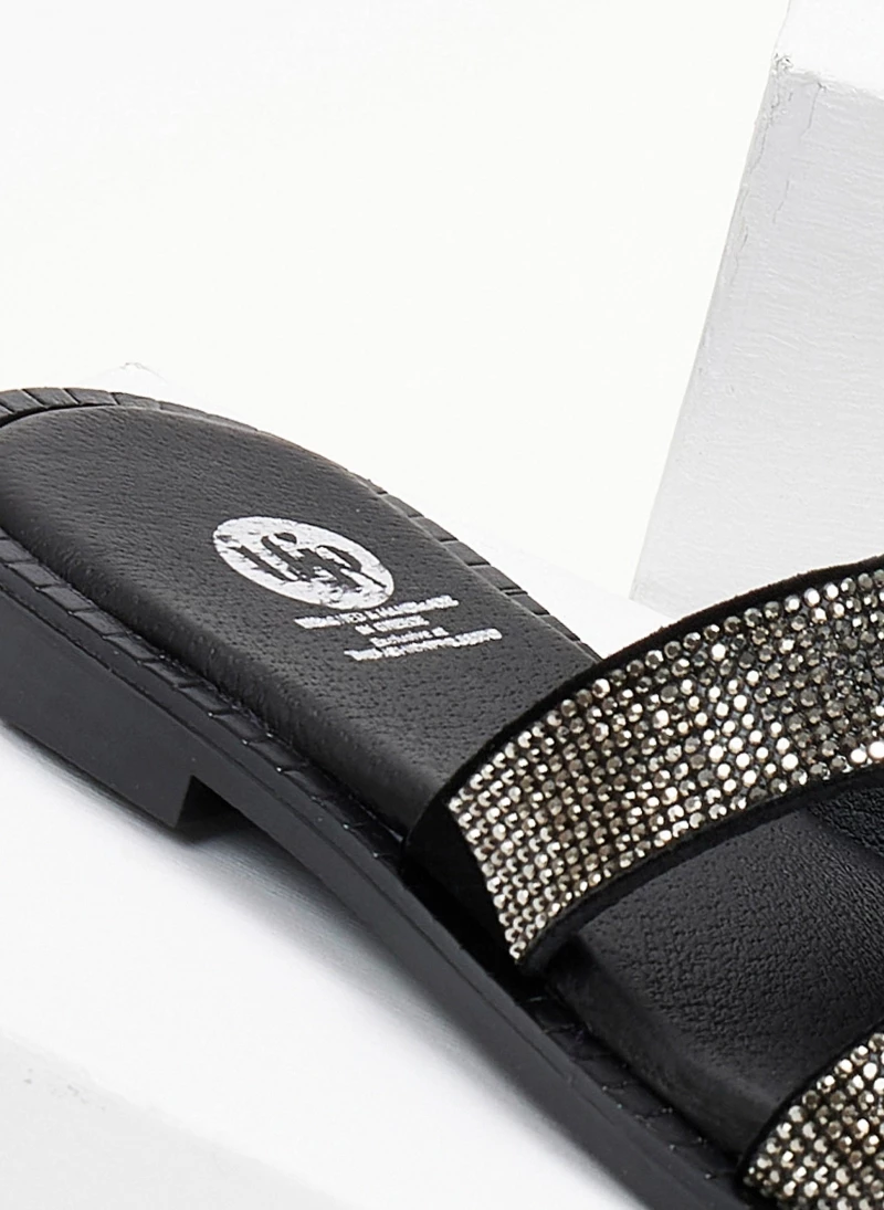 Συμφωνίες 🔥 Πολύ καλή προσφορά 💯 Σανδάλια δερμάτινα TFP με μικρά Strass - Μαύρο 👏 🔔 - Image 3