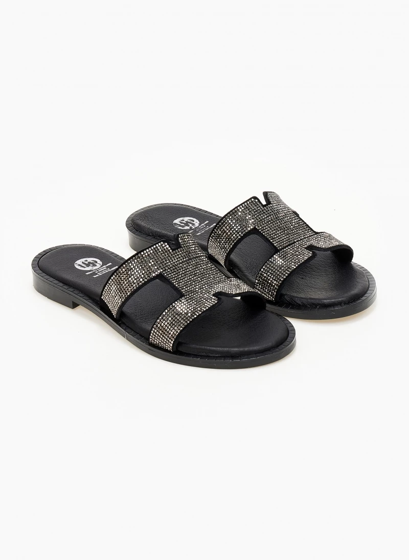 Συμφωνίες 🔥 Πολύ καλή προσφορά 💯 Σανδάλια δερμάτινα TFP με μικρά Strass - Μαύρο 👏 🔔 - Image 6
