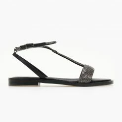 Αγορά 🔥 Αγορά ✨ Σανδάλια δερμάτινα TFP με Strass - Μαύρο 🧨 🔥