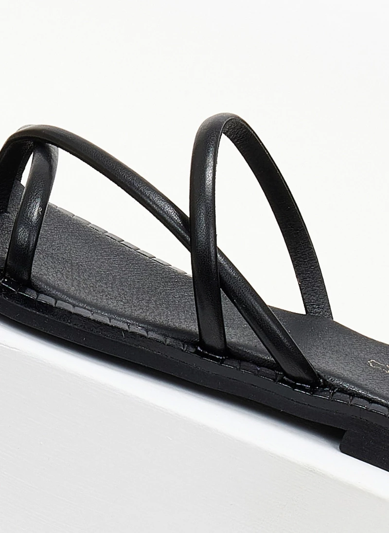 Αγορά 😍 Προώθηση ⭐ Σανδάλια δερμάτινα TFP με στρογγυλά λουράκια - Μαύρο ❤️ 😉 - Image 3