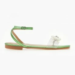 Προϋπολογισμός 🥰 Συμφωνίες 😉 The Fashion Project Σανδάλια διαφάνεια με φιόγκο και πέρλες - Πράσινο 🛒 😍