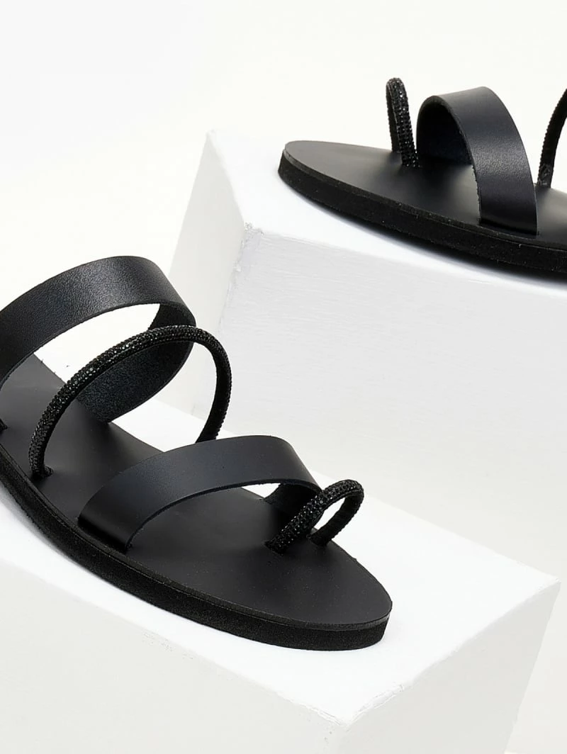 Συμφωνίες 🥰 Φτηνός 🤩 The Fashion Project Σανδάλια ESTIL δερμάτινα με λεπτές φάσες και Strass - Μαύρο 😀 ⭐ - Image 3
