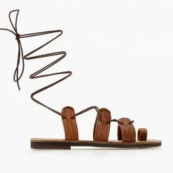 Τοπ 10 ✔️ Προώθηση 🥰 Σανδάλια ESTIL δερμάτινα με Pattern ψάθα - Ταμπά 😀 🌟