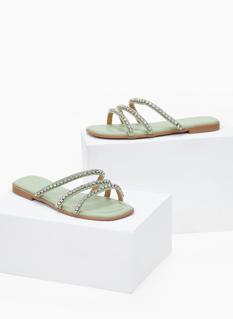 Νέος 😉 Καλύτερες κριτικές για ⭐ The Fashion Project Σανδάλια με λοξά λουράκια με Strass - Βεραμάν 🎁 🛒 - Image 2