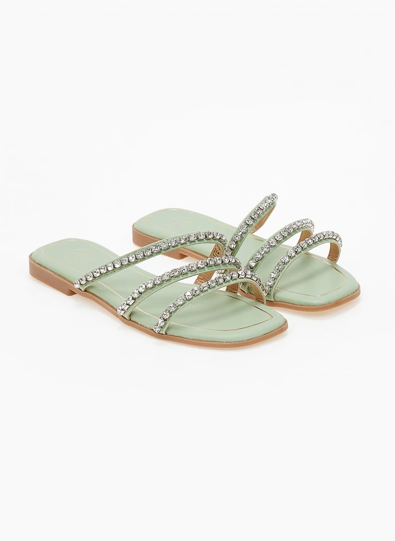 Νέος 😉 Καλύτερες κριτικές για ⭐ The Fashion Project Σανδάλια με λοξά λουράκια με Strass - Βεραμάν 🎁 🛒 - Image 3