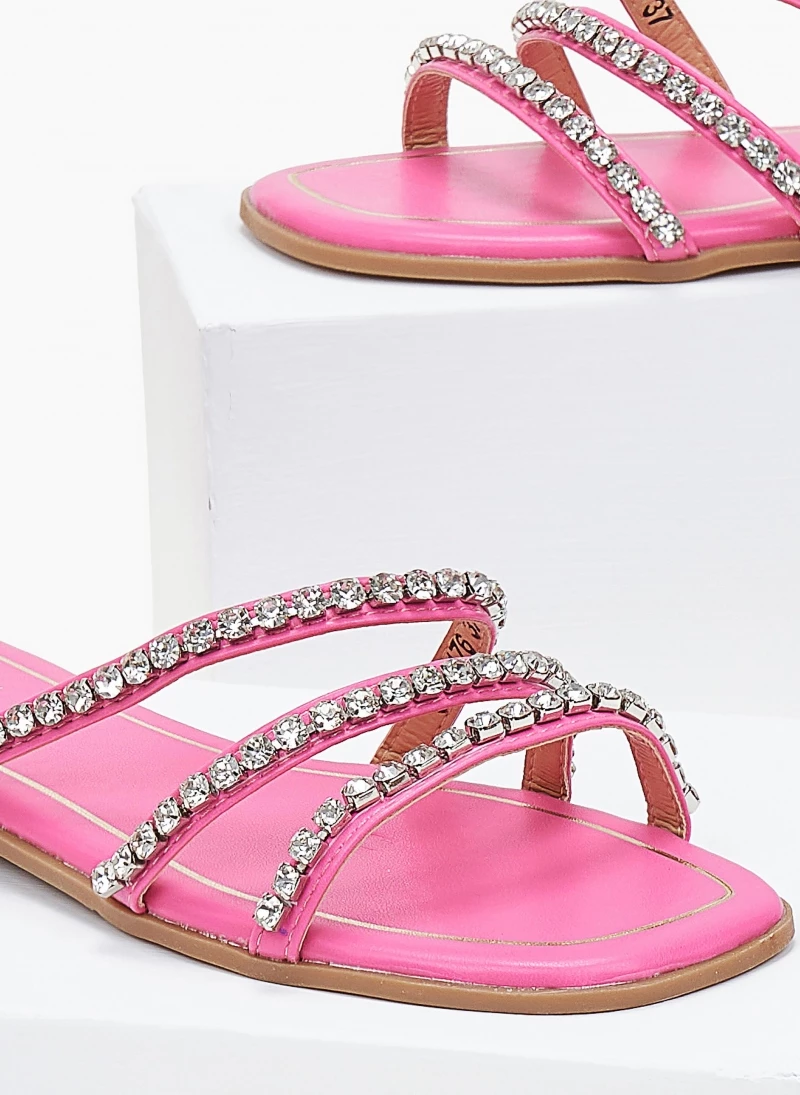 Καλύτερη πώληση 🌟 Best Pirce 😉 The Fashion Project Σανδάλια με λοξά λουράκια με Strass - Φούξια ✔️ 👍 - Image 3