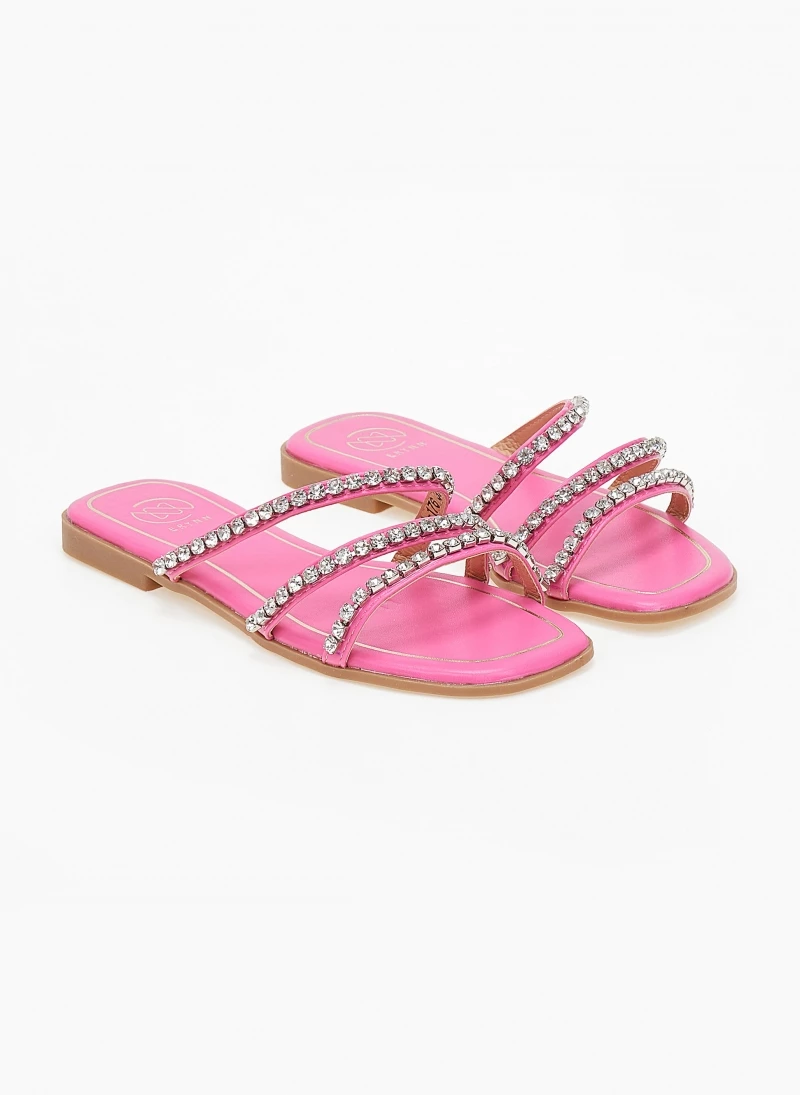 Καλύτερη πώληση 🌟 Best Pirce 😉 The Fashion Project Σανδάλια με λοξά λουράκια με Strass - Φούξια ✔️ 👍 - Image 6