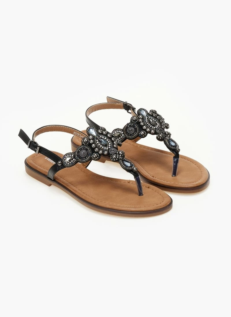 Τοπ 10 🥰 Νέος 🔔 The Fashion Project Σανδάλια με Strass και πέτρες - Μαύρο 🧨 🎉 - Image 5