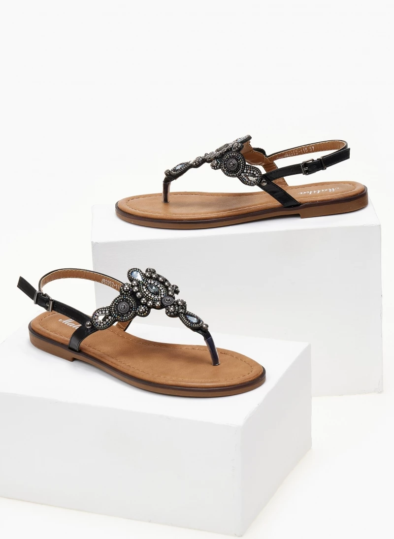 Τοπ 10 🥰 Νέος 🔔 The Fashion Project Σανδάλια με Strass και πέτρες - Μαύρο 🧨 🎉 - Image 6