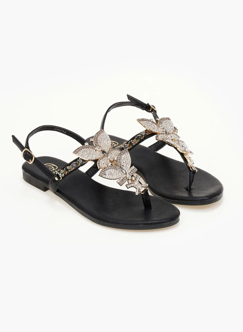 Πολύ καλή προσφορά ✔️ Best Pirce ⌛ The Fashion Project Σανδάλια με Strass πεταλούδες - Μαύρο ❤️ 💯 - Image 4