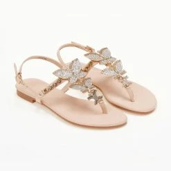 Το φθηνότερο 🥰 Προώθηση 🥰 The Fashion Project Σανδάλια με Strass πεταλούδες - Μπεζ 🧨 🧨