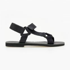 Νέος 🎁 Εξοδος 😀 Σανδάλια Nubuck Estil με Velcro - Μαύρο ⌛ 🎉